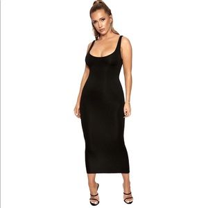 Naked Wardrobe Black Bodycon Midi Dress, Medium